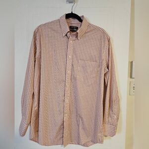 Lauren Ralph Lauren mens Large long sleeve button up shirt Plaid orange blue